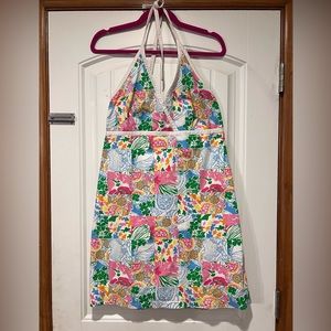 Lilly Pulitzer Patchwork Sea Life & Floral Print Halter Dress